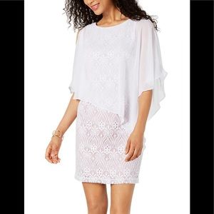 Connected lace overlay pullover cocktail dress